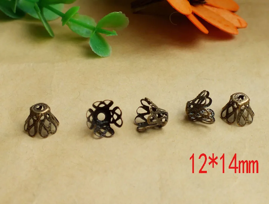 500pcs 12x14mm antique bronze color jewelry finding bell bead capbead