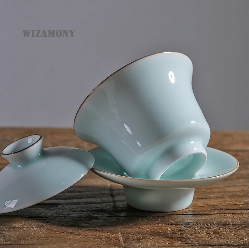 Самая низкая цена! 150 мл порошок WIZAMONY Celadon голубой чайный горшок Gaiwan высокое