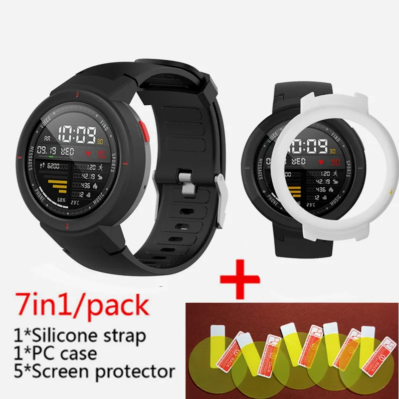 Black 2 3в1 силиконовый ремешок для смарт-часов Huami Amazfit+ чехол с рамкой+ Защитная пленка для экрана amazfit Verge - Цвет: Black 2
