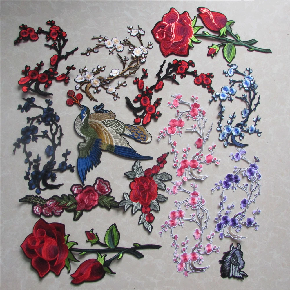 

14PCs plum blossom Stripes On Clothes Embroidered Patches For Clothes Badges For Iron On Sewing Accessories Crafts