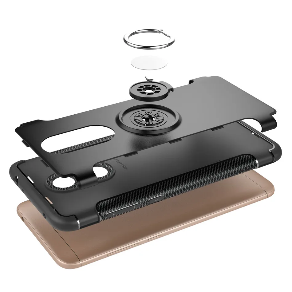 For Xiaomi Redmi 5 Plus Case Note 5 Pro Hybrid Silicone PC Rugged Armor Metal Finger Ring Holder Xiomi Xiaomi Redmi5 Phone Cover