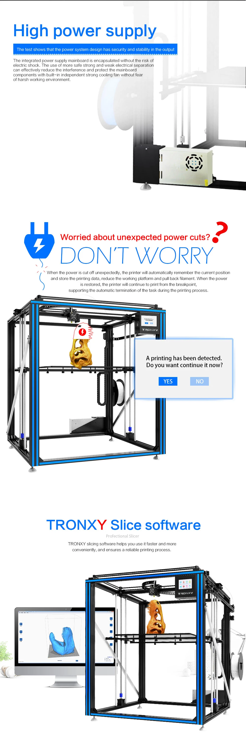 Новейший большой 3D-принтер Tronxy X5ST-500 Тепловая кровать большой размер печати 500*500 мм DIY наборы с сенсорным экраном