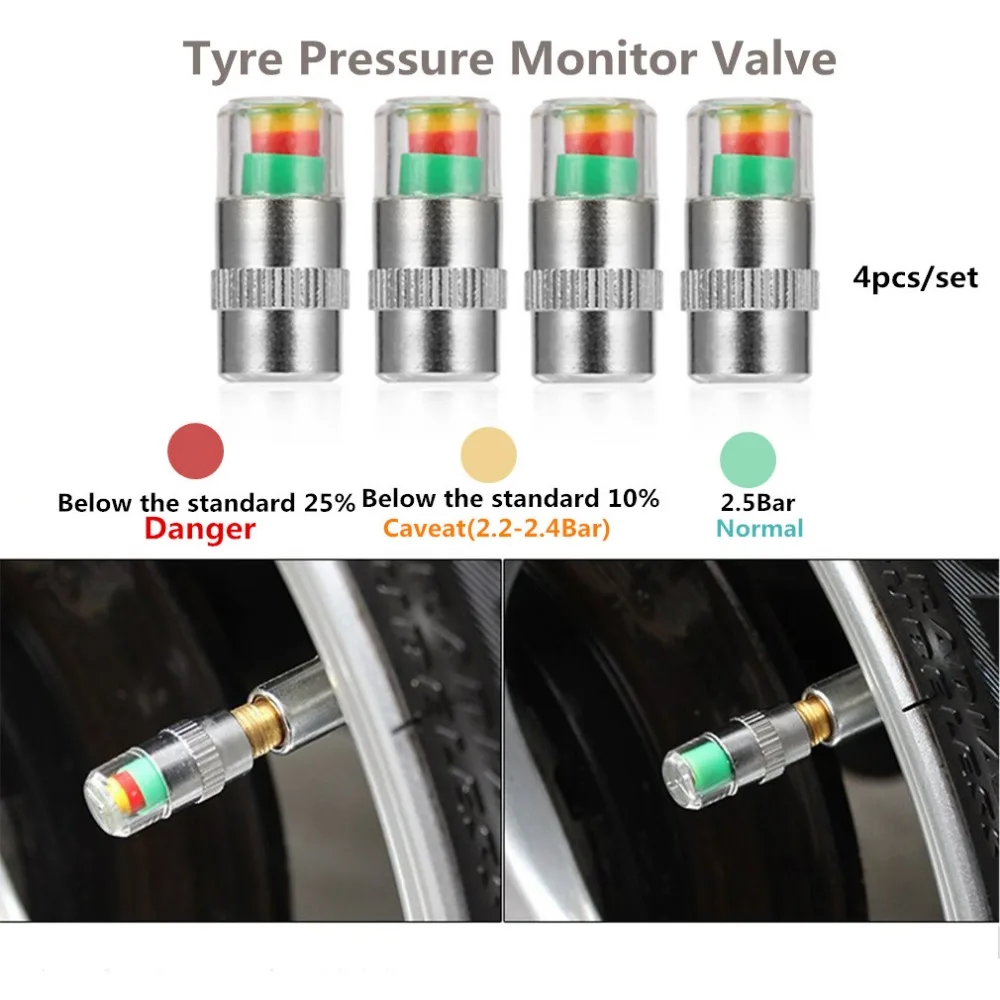 4PCS/lot 2.4Bar 36PSI Car Auto Tire Pressure Monitor Valve Caps Sensor
