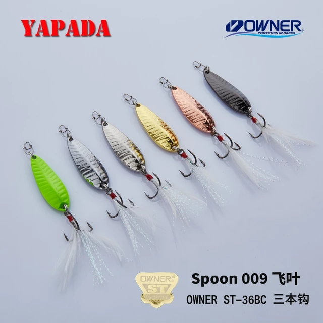 YAPADA Spoon 009 Fly Leaf strengthen Treble Hook 10g/15g Multicolor  45-57mmFeather Metal Zinc alloy