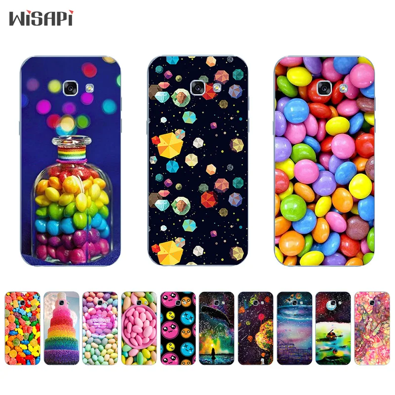 

for Samsung Galaxy A7 2017 TPU Phone Case for A320 A520 A720 Shell Transparent for A3 A5 (2017) Back Cover Rainbow Candy Pattern