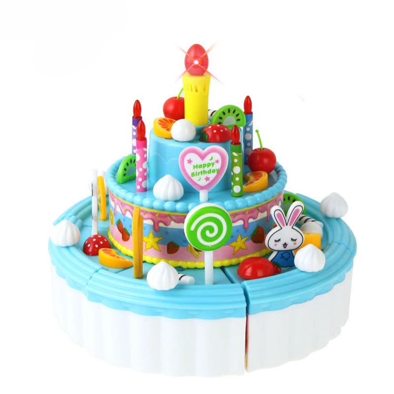 103 шт DIY ролевые игры режущий игрушечный торт на день рождения с музыкальным светом кухонная игрушечная еда Cocina De Juguete для девочек Подарки [