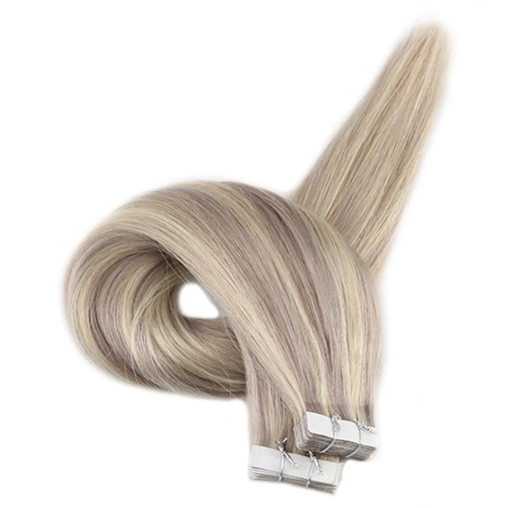 

Full Shine Tape in Extensions Human Hair 100% Machine Made Remy Blonde Color 20 Pcs 50g Tape in Hair Extension Skin Weft Glue on
