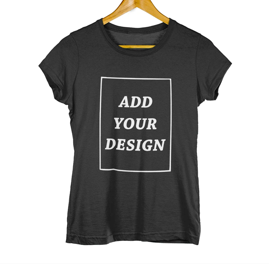 Европейский размер, женская футболка на заказ, добавьте свой собственный дизайн, принт с текстом, высокое качество, футболка из хлопка - Цвет: Черный