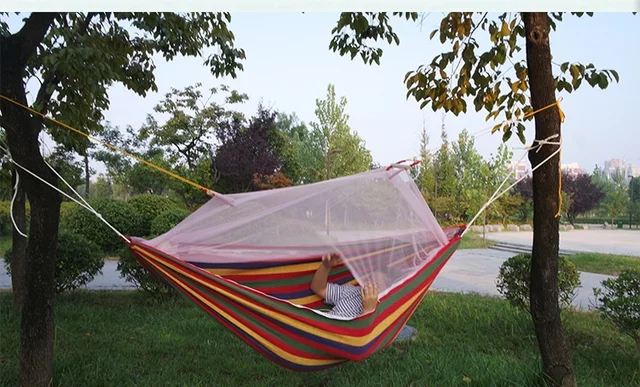 Best Offers 210*150cm Outdoor Camping Hunting Mosquito Net Hammock Folded Into The Pouch Bed Travel Kit Camping Hiking Hammock 1or 2 Person
