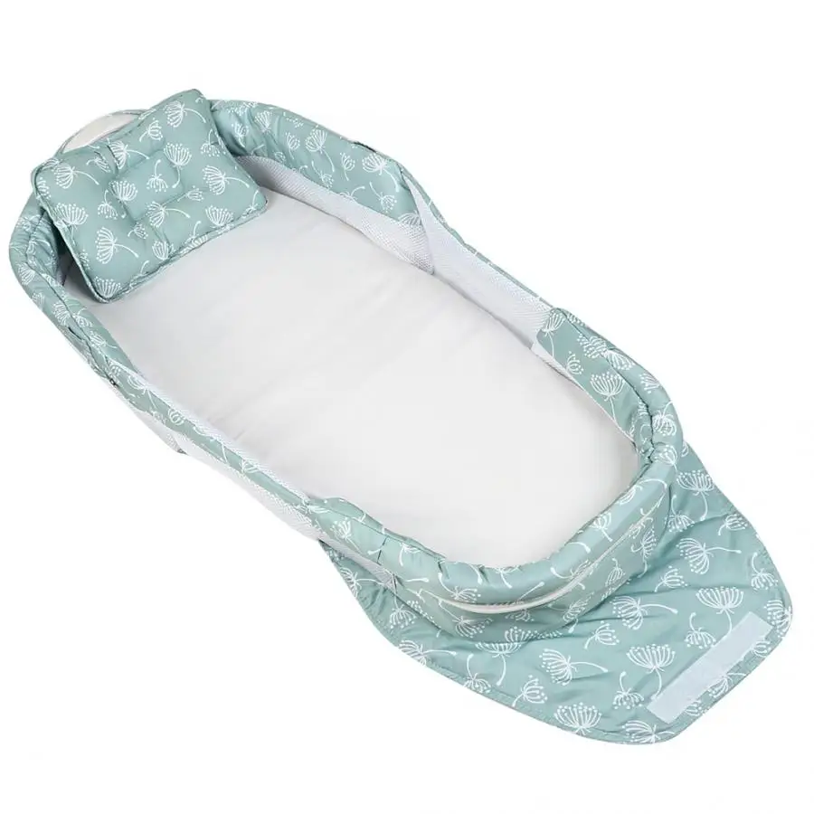 Многофункциональная детская кроватка, дорожная кровать для новорожденных, противоскользящая подушка для безопасности, музыкальная подсветка для новорожденных, складная кровать для путешествий с подушкой - Цвет: RED