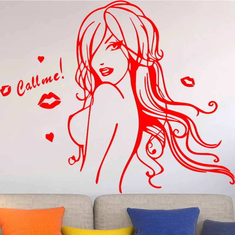 

Sexy Girl Vinyl Wall Decal Fashion Sexy Woman Mural Wall Sticker Beauty Flaming Lips Salon Bedroom Home Decorative Decoration