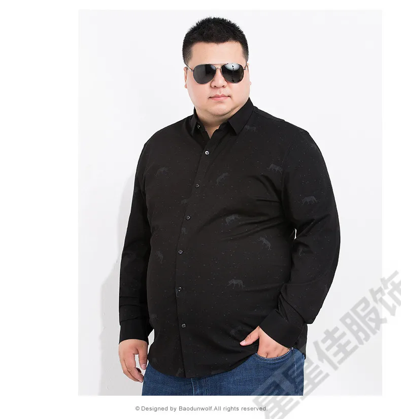 Плюс 8XL 6XL 5XL 2018 Новая Осенняя модная брендовая мужская одежда Slim Fit Мужская рубашка с длинным рукавом мужская в горошек повседневная мужская