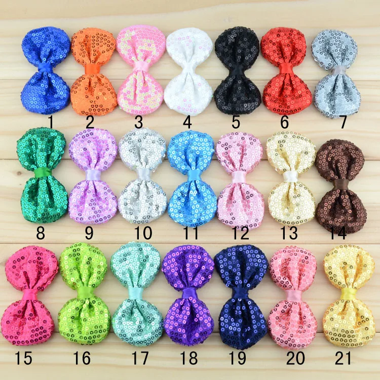 

Free Shipping 21pcs/lot Baby Sequin Bow Ties DIY Finding Girl's Hair Accessories For Children/Kids Hairclip