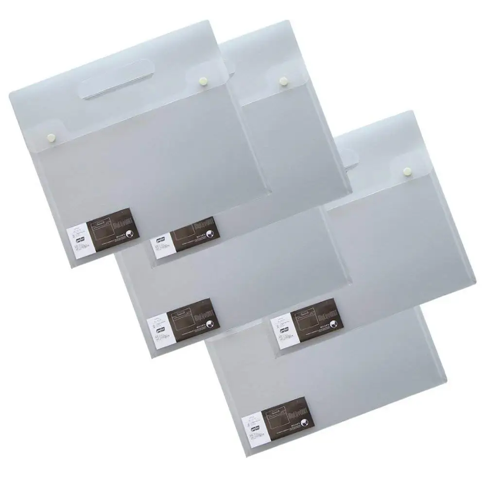 

Transparent Letter Size A4 Document File Envelope, Portable File Folder Bag with 2 Strong Buttons, 5 PCS