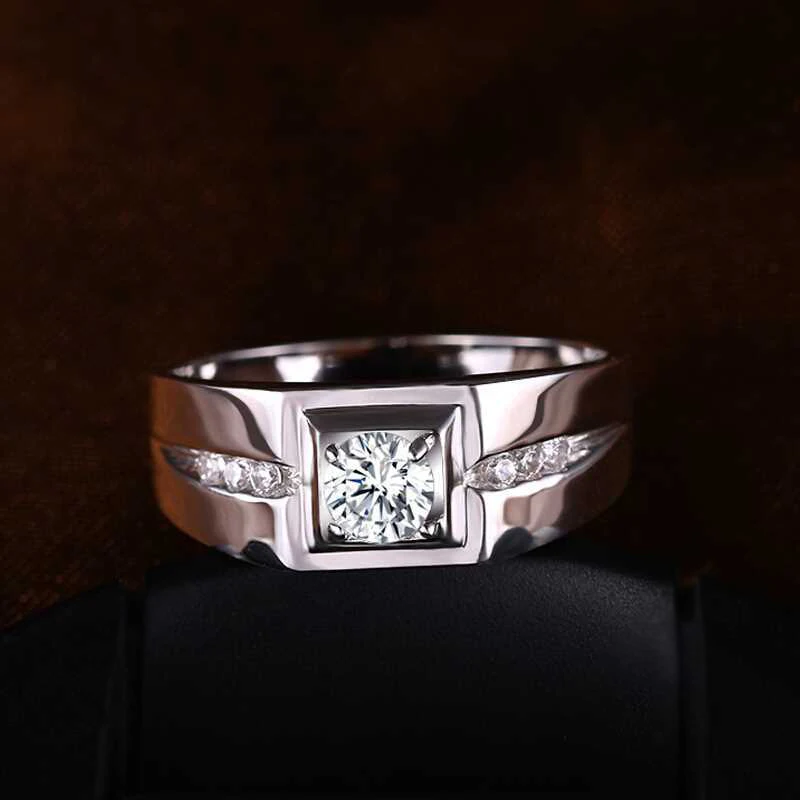 925 пробы серебряные обручальные кольца мужские ювелирные изделия инкрустация кубическим цирконием обручальные кольца для мужчин