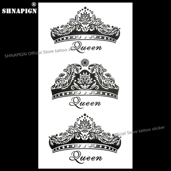 

SHNAPIGN Imperial Queen Crown Temporary Tattoo Body Art Arm Flash Tattoo Stickers 17*10cm Waterproof Fake Henna Painless Sticker