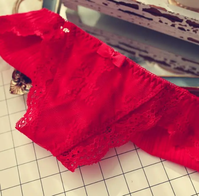 

100% Real Photo M L XL Middle Rise Princess Lovely Cute Lolita Rib Cotton Lace Sexy Panties Underwear brief Thong Lingerie WP372