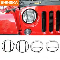 SHINEKA Car Accessories Iron Head Light Cover Front Face Light Guard for Jeep Wrangler JK 07-16