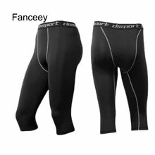 PRO спортивные колготки стрейч 3/4 мужские баскетбольные компрессионные брюки быстросохнущие Бодибилдинг Фитнес Леггинсы оптом