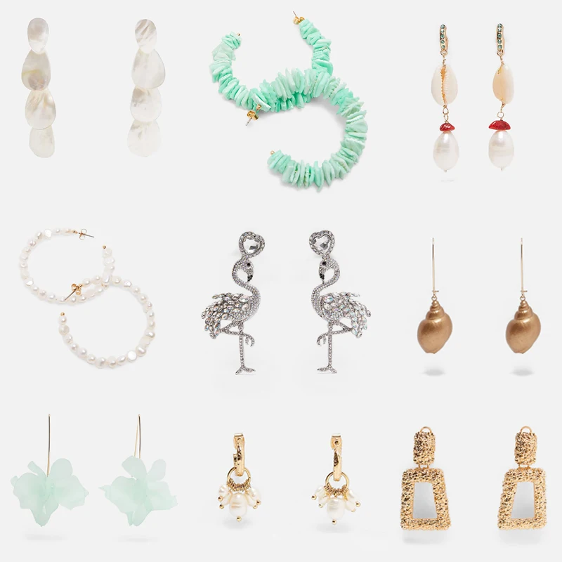 

JUJIA 2019 za Resin Acrylic Metal Drop Earrings Women Geometric Pearl Dangle Earring Party Statement Wholesale Jewelry
