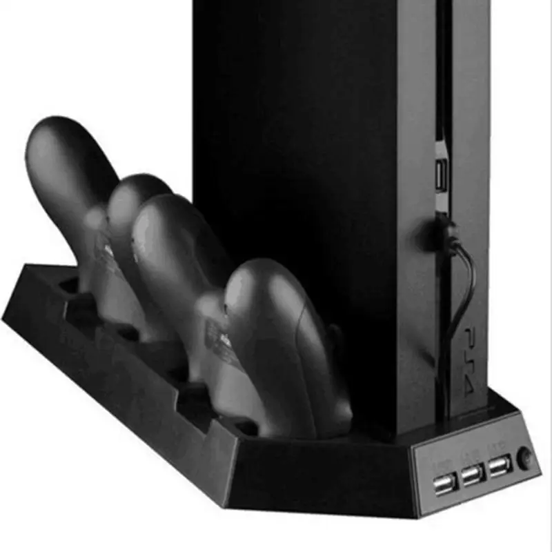 Тонкий вертикальный консольная стойка станция держателя с двойной Порты и разъёмы зарядки Зарядное устройство и концентратора для Playstation