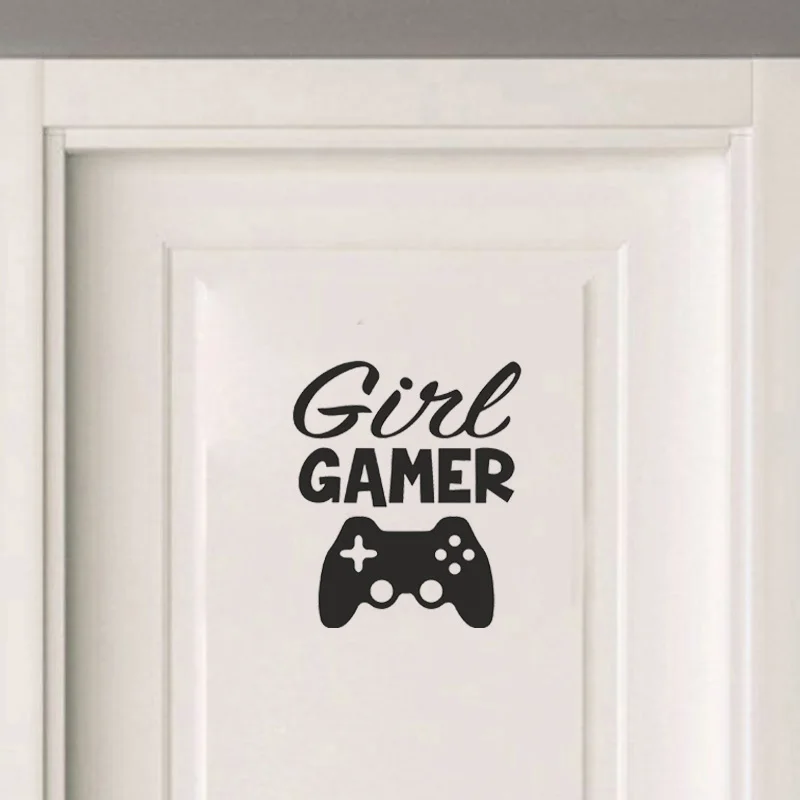 

YOJA 21.5*25CM GIRL GAMER Joypad Wall Art Sticker Decal Teenagers Bedroom Decoration D1-0103