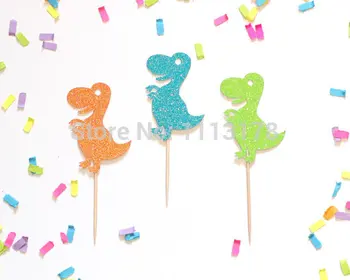 

cute glitter Dinosaur Cupcake Toppers Picks Birthday wedding party cake topper food toothpicks