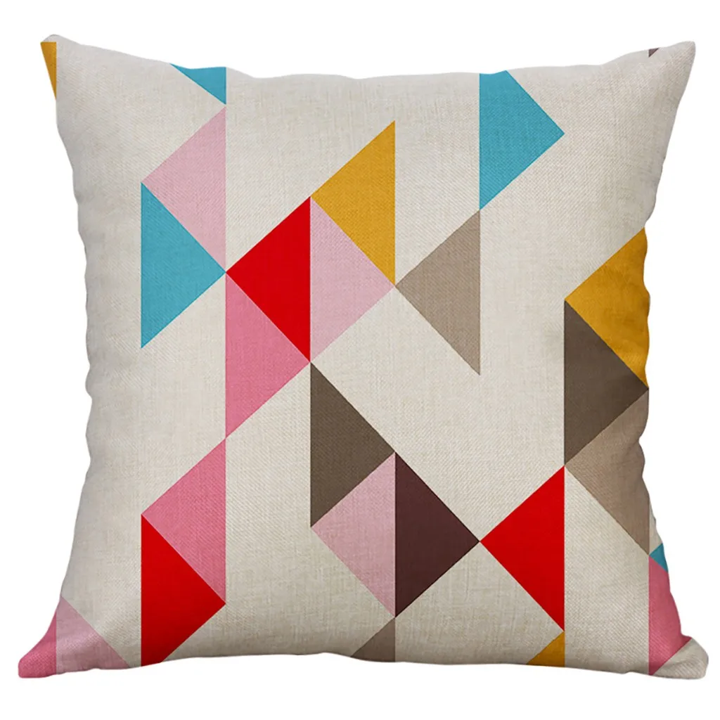 

High Quality Simple Linen Color Geometric Mosaic Creative Cute Pillowcase Pillowcase Car Pillowcase Home Decoration 40x40cm K10