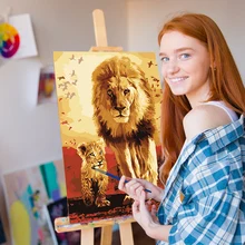 Diy картина маслом по номерам сам ручной работы DIY украшение гостиной спальни диван фоновая Живопись Лев