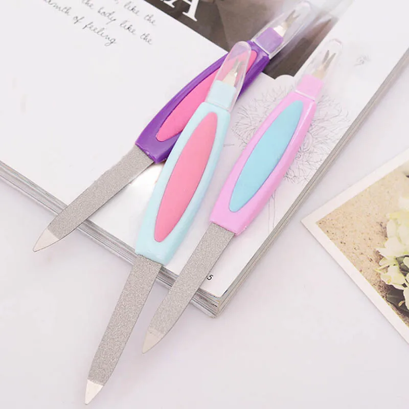 Double Ended Nail Pusher Nail File Cuticle Remover Trimmer Sanding Nail