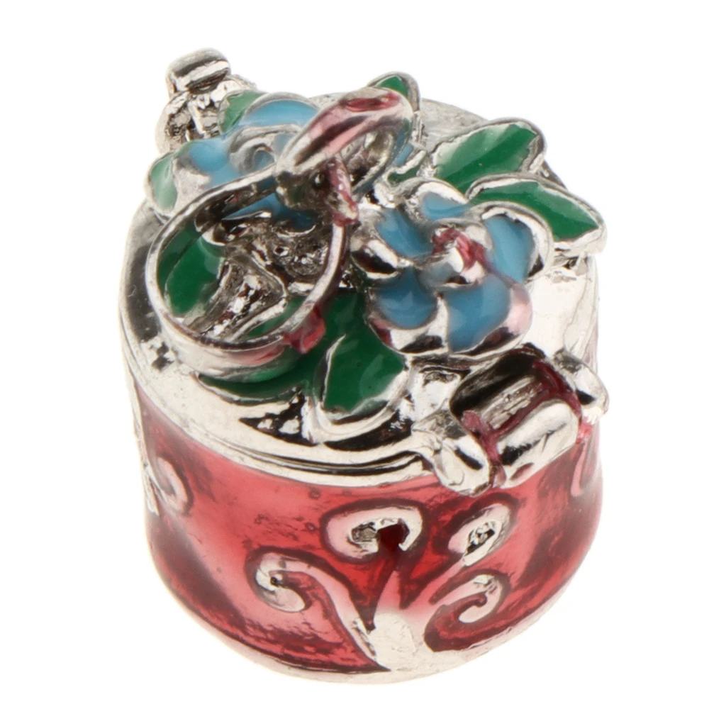 Vintage Memorial Urn Pendant Ash Keepsake Enamel Color Flower Engraving Memorial Box