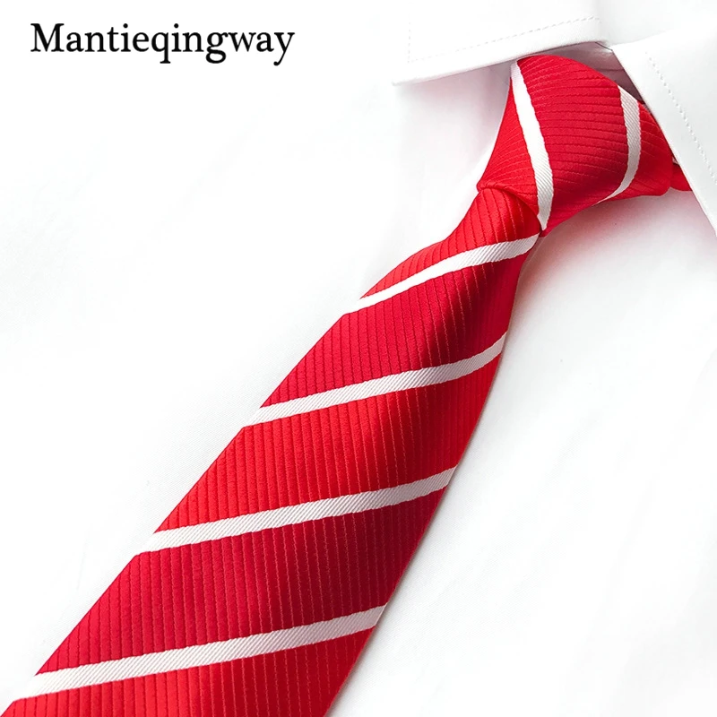 

8cm Ties for Mens Red Striped Business Wedding Suit Neckties Wedding Jacquard Marriage Male Wide Neck Ties