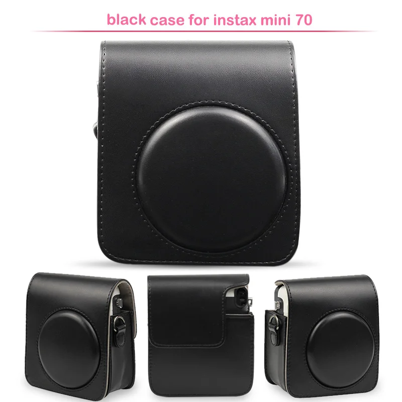 Geniune Fujifilm Instax Mini мгновенная цветная пленка с защитной из искусственной кожи чехол для камеры Сумка для Fuji Instax Mini 70 камера - Цвет: black case