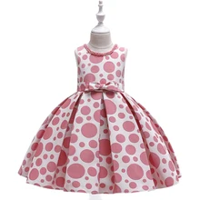 Бисером Летнее плиссированное платье для девочек es элегантный, держащих букет невесты на свадьбе, Одежда для маленькой девочки костюм принцессы вечерние, одежда для детей возрастом от 3 до 8 10 лет L5130