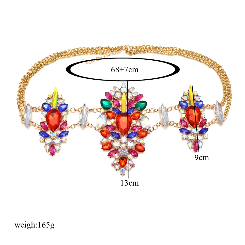 Сексуальный дизайн, роскошная кристальная цепочка для тела, модная цепочка на талию макси, массивное ювелирное изделие для женщин, массивное ожерелье, ювелирное изделие для тела