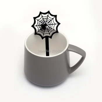 

Acrylic Halloween Spider in Web drink stirrers,Halloween party decor,Swizzle sticks,Cocktail Stirs,Halloween decor,
