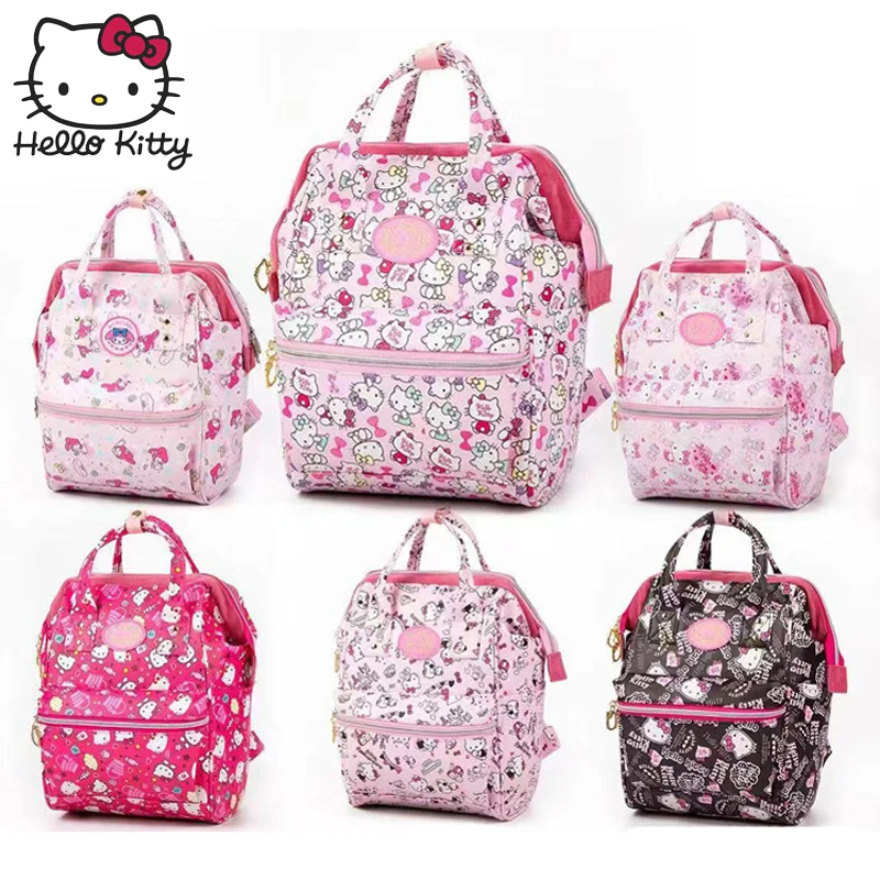 

Hello Kitty Bag Cartoon Cute Pink Backpacks Girls PU Leather Multifunction Bags Children Schoolbag Kids Plush Gift Good Quality