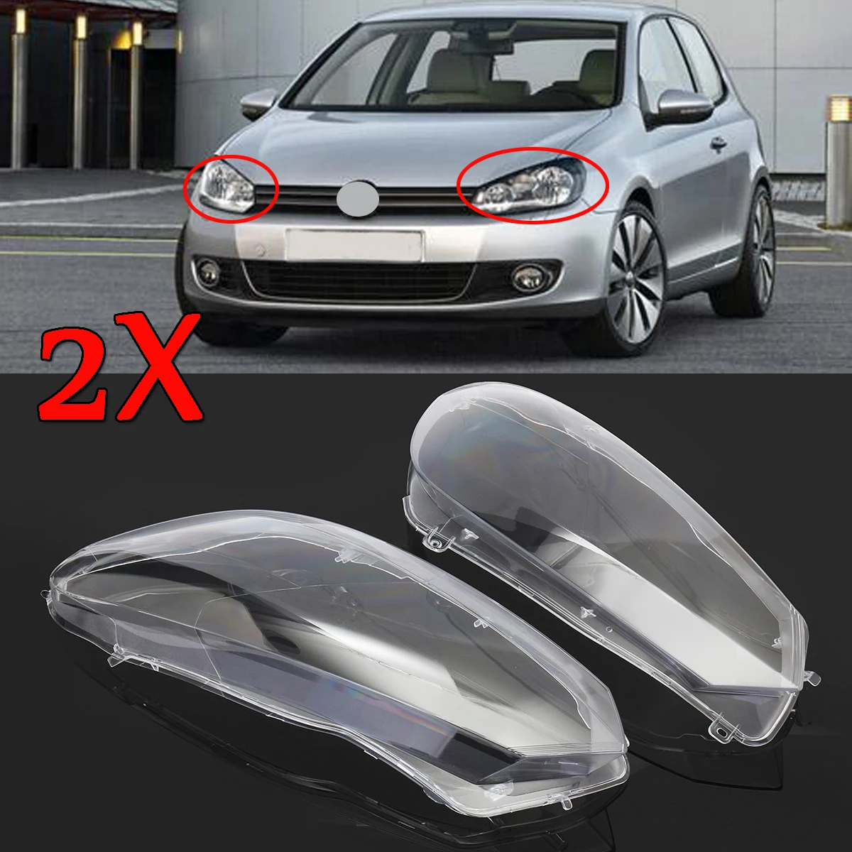 Buy 2Pcs Car Clear Headlight Headlamp Lenses Dust Cover Shell Plastic For VW