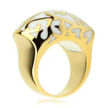 

Fashion ball shape 316L stainless steel finger ring white flower resin Enamel rings women ring