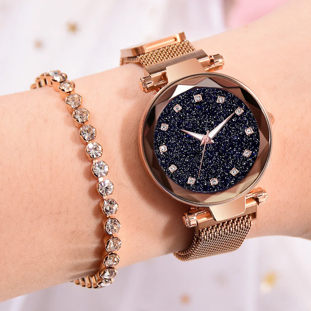 

Dropshipping Luxury Starry Sky Quartz Watches For Women Fashion Magnet Buckle Design Clock Ladies Wrist Watch 2019 Relogio