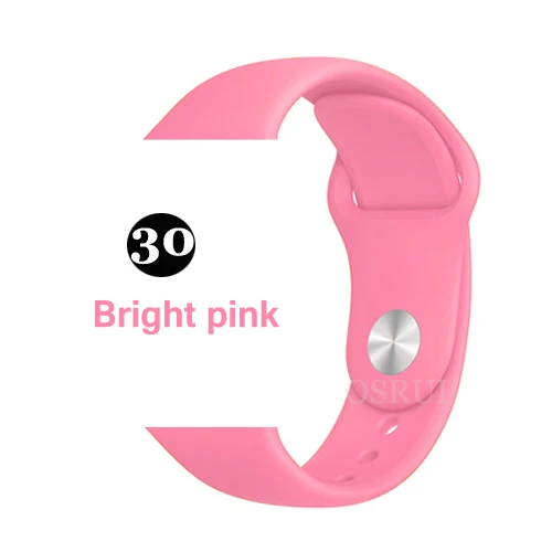 Спортивный силиконовый ремешок для Apple watch 38 мм 42 мм iwatch 4 band 44 мм 40 мм 3 pulseira watch correas аксессуары для браслетов - Цвет ремешка: 30-Bright pink