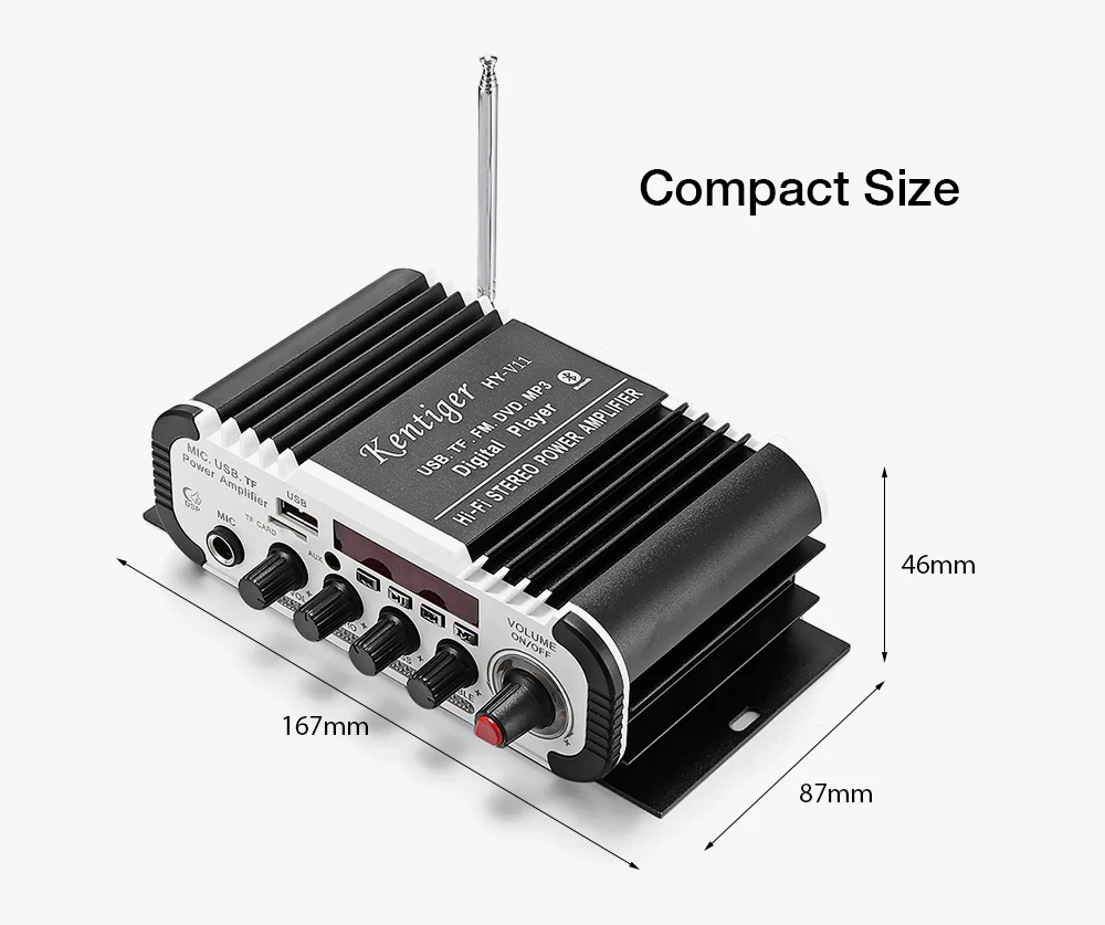 HY-V11 Bluetooth усилитель 2-х канальный аудио Поддержка TF USB FM супер бас аудио усилитель с ИК-пультом дистанционного Управление XM-201