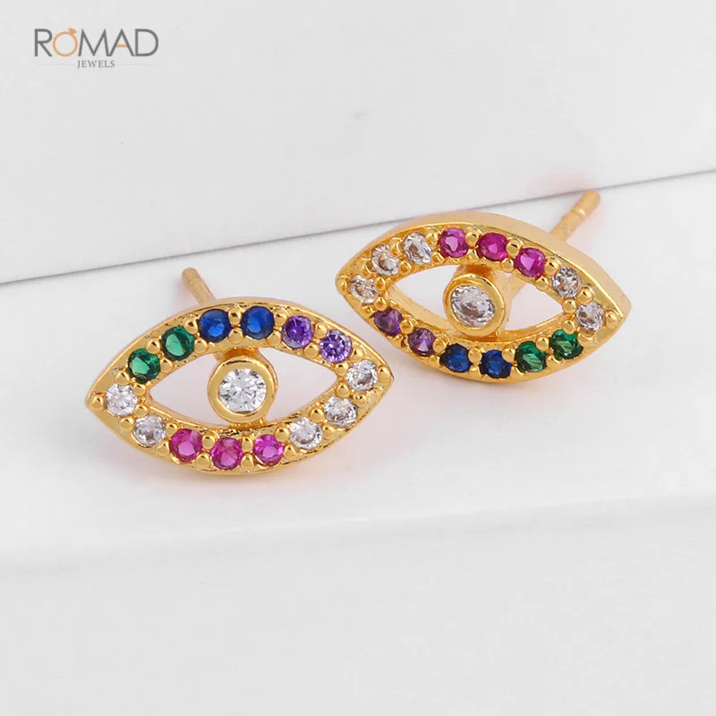 Romad, модные золотые кольца, серьги, Круглый Круг, геометрические, Huggie, серьги, сглаза, радужные, CZ, мини, маленькая петля, для женщин, девушек, W3