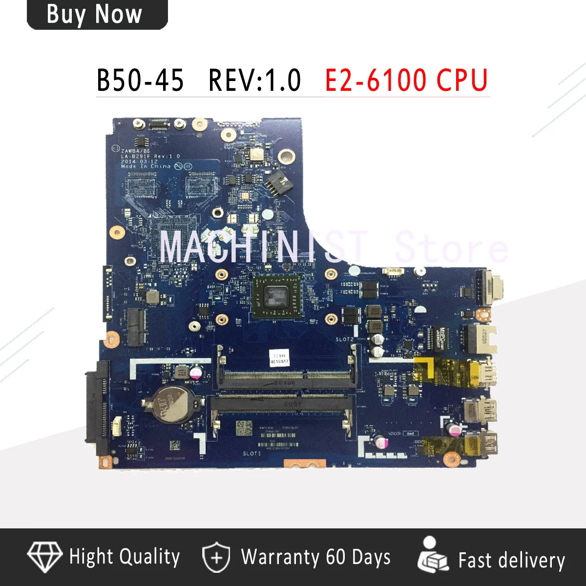 

LA-B291P B50-45 motherboard For Lenovo B50-45 Laptop motherboard AMD E2-6010 CPU tested 100%