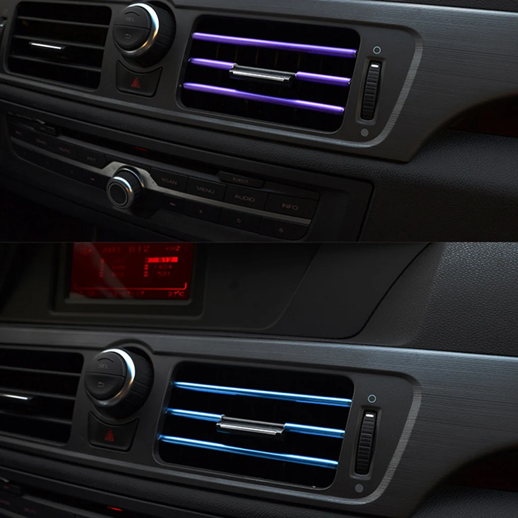 Car interior DIY Automobile Decoration Moulding Trim Strip line Sticker Insert type Air Outlet Strip Accessories 20cmx10pc