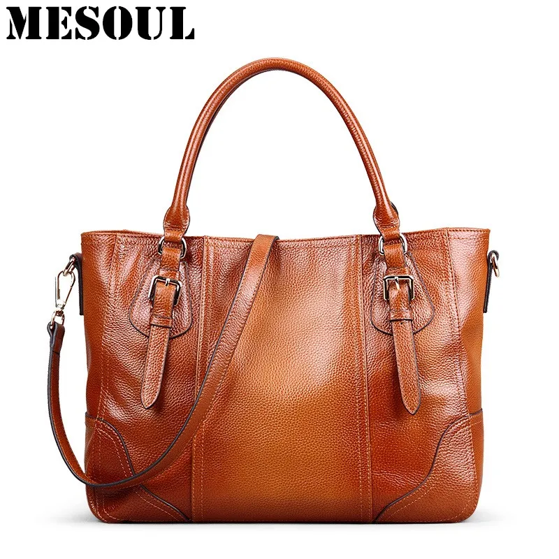 Vintage Genuine Soft Leather Large Tote Shoulder font b Bag b font Big Capacity font b