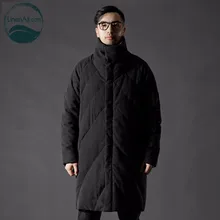 LinenAll мужской зимний пуховик со стоячим воротником, Мужской Черный пуховик из рами, мужской пуховик QF