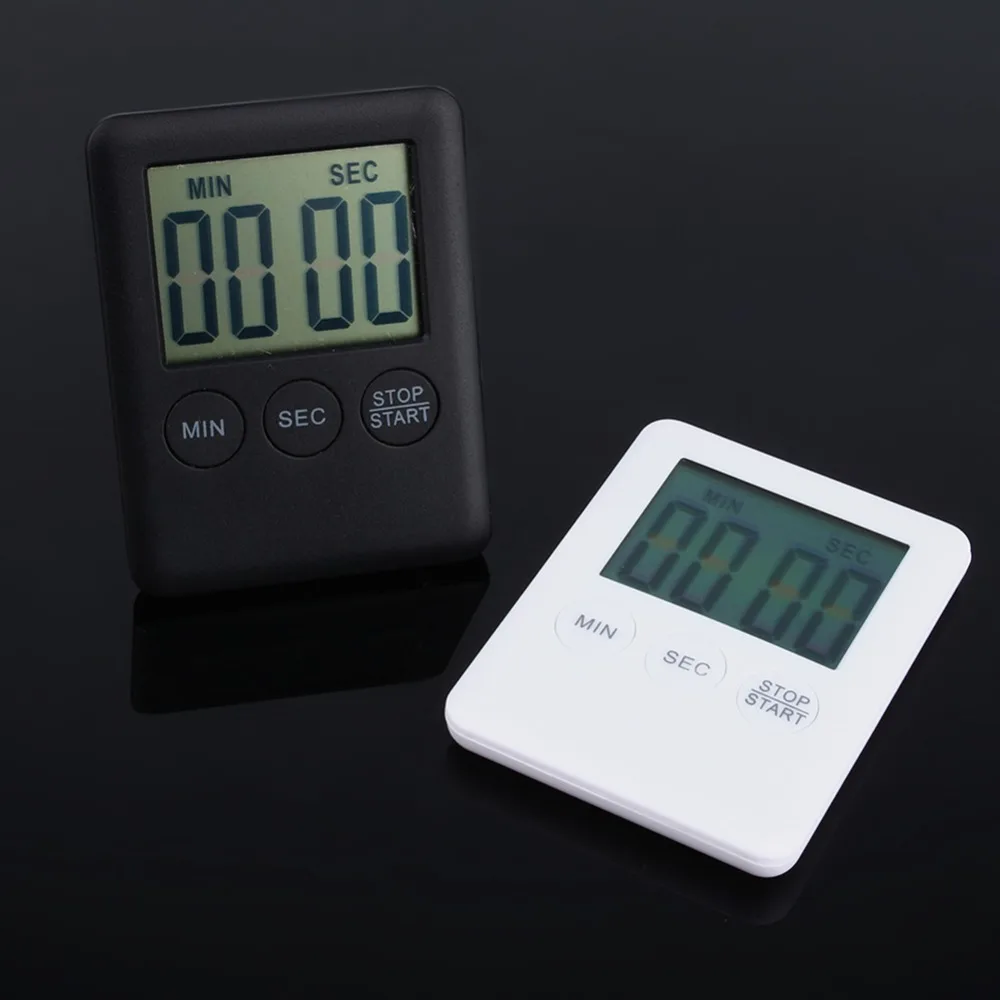 

White Or Black Square Large LCD Digital Kitchen Timer Cooking Timer Alarm With Magnet Kitchen Timer Accessories