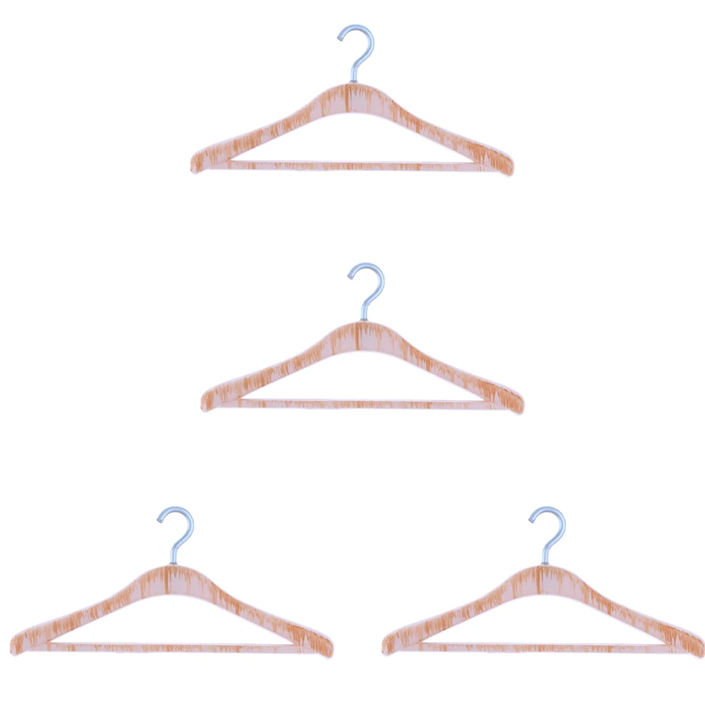 4pcs 1:12 Miniature Dollhouse Clothing Hangers Bedroom Wardrobe Accessories Gift