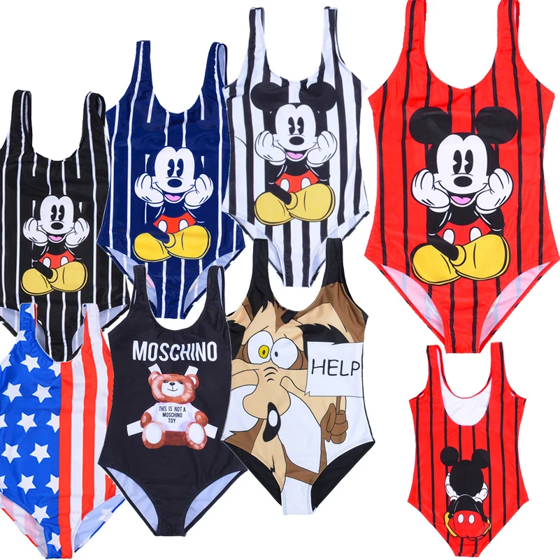 

Family Matching Bikini 2019 Swimming Sexy Swimwear Women Swimsuit Mickey Bikini Summer Beach Cartoon Woman Bikiny Plus Size